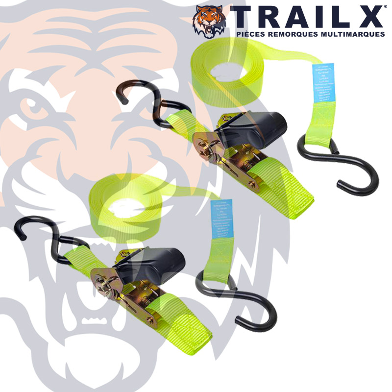 SANGLE 5M X 25MM 500KGS CLIQUET + 2 CROCHETS S (X2)