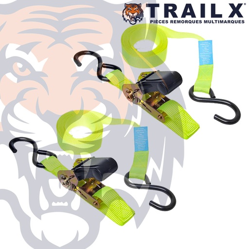 [UT124] SANGLE 5M X 25MM 500KGS CLIQUET + 2 CROCHETS S (X2)