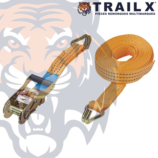 [UT126] SANGLE 8M X 50MM 5T CLIQUET + 2 CROCHETS DOIGTS SOUDÉS